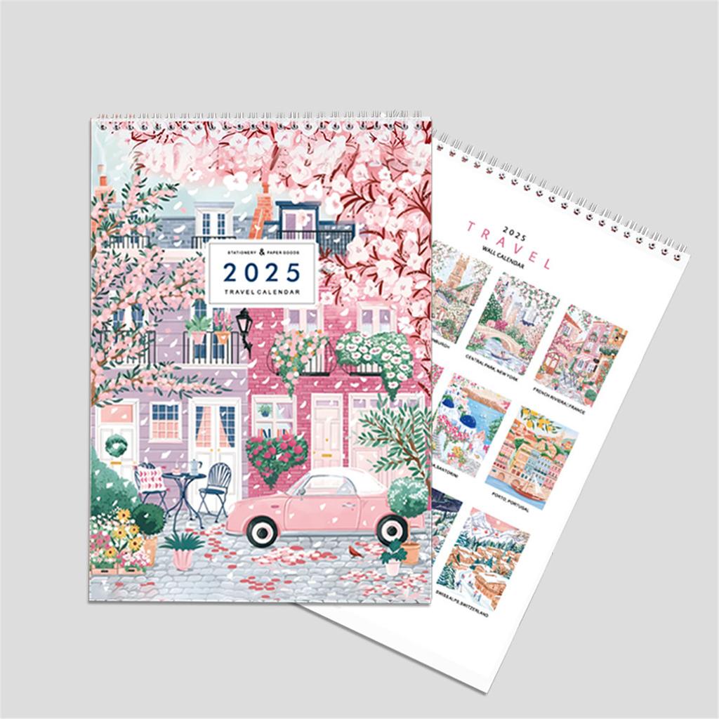 2025 Travel Checklist Calendar Twin-Coil Binding 2025 Monthly Calendar Planner 12 Month from January 2025-December 2025