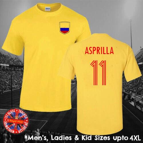 Colombia Faustino Asprilla Football T-shirt Men s Ladies Kids World Cup 4XL