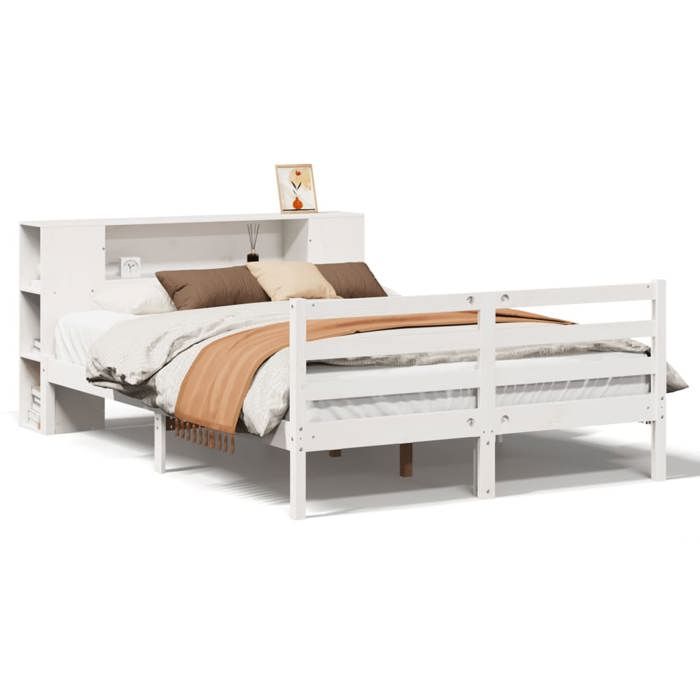 VidaXL Lit bibliothèque sans matelas blanc 150x200 cm bois pin massif 3321855
