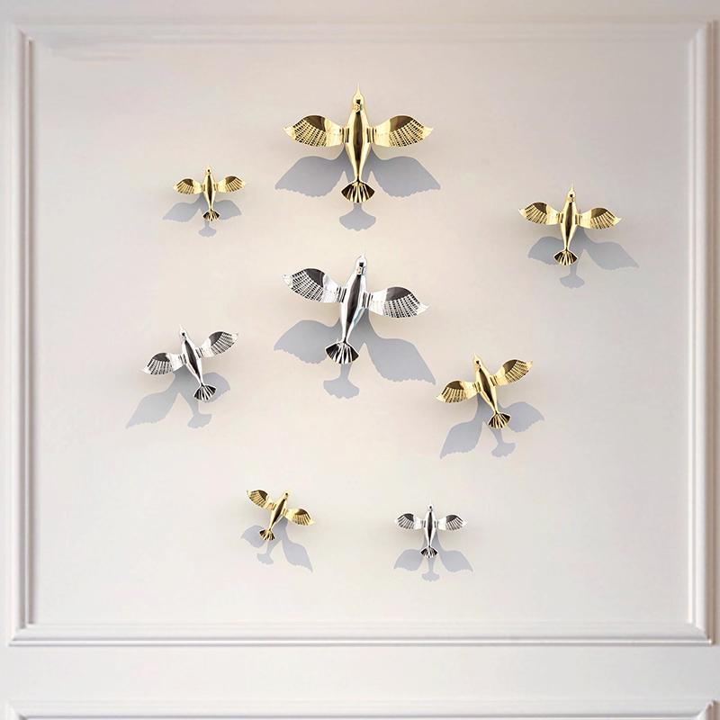Simple European Three-dimensional Bird Wall Stickers Creative Living Room Background Wall Decoration Pendant Wall Decoration