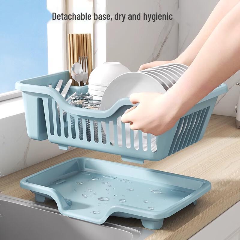 Drainable Dish Drying Rack with Cutlery Holder