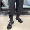 Big Head Thick-soled Men's Zipper Locomotive Trendy British Style Tooling Casual Height-increasing Medium Boots