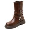 Medium Knight Boots Women's Maillard Brown Skinny Martin Boots Western Cowboy Boots New Fashion Short Boots
