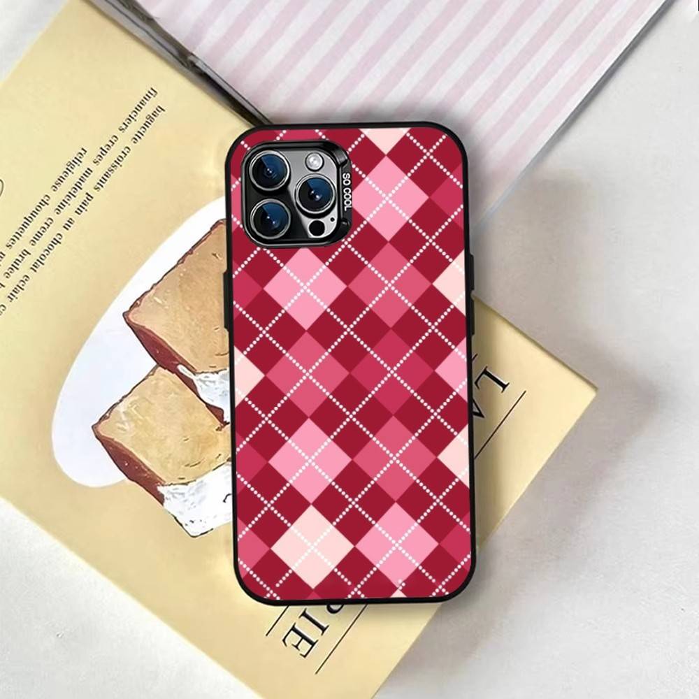 plaid background Phone Case For iPhone 17,16,15,14,13,12,11 Plus,Pro Max,XS,Colored Silver Plated Inside Cover