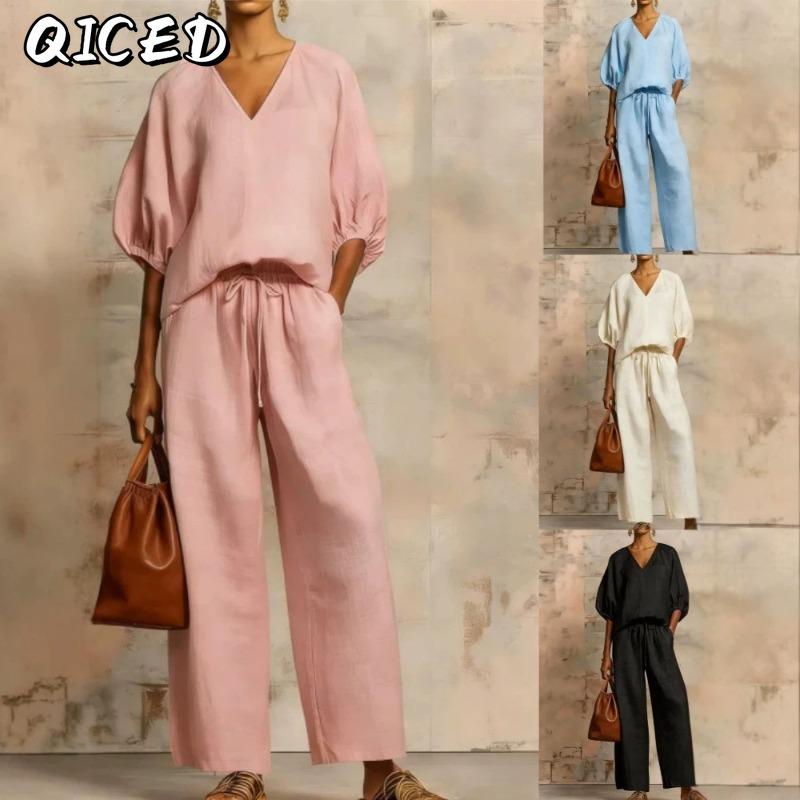 IHUASU Women's Fashion Casual Long Sleeve V Neck Pants Suits