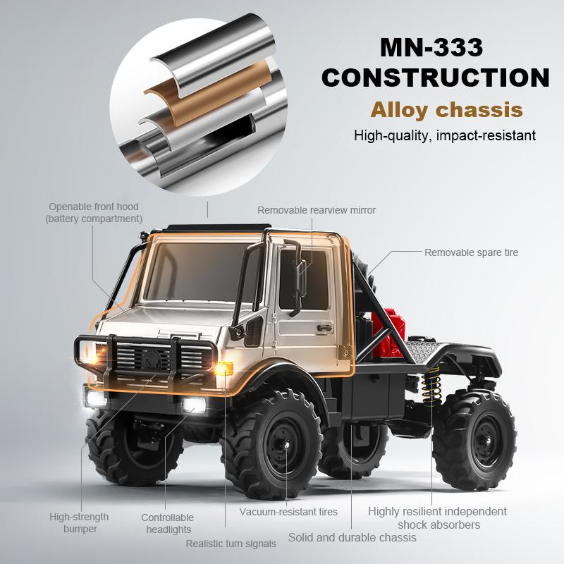 MN333 Auto RC 1/18 Mezza Carta Trazione Integrale Acceleratore Sterzo Completamente Proporzionali Veicolo Giocattolo Scalata Fuoristrada 4WD Regalo Ragazzo