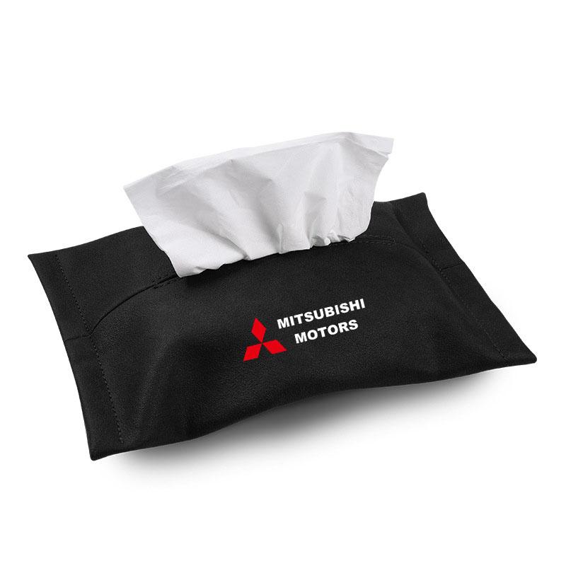 Car Tissue Box Leather Auto Paper Towel Storage Bag for Mitsubishi Lancer Mirage Pajero Asx 10 Outlander 3 l200