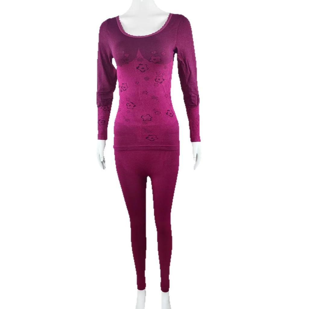 Women's Jacquard Round Neck Body Shaping Underwear Set - Pilling Resistant, Non-Fading, Soft, and Comfortable