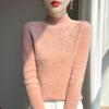 2025 Autumn/Winter Women's Rhinestone Ribbed Knit Sweater: Stylish Long-Sleeve, Half-High Neck, Loose Fit.
