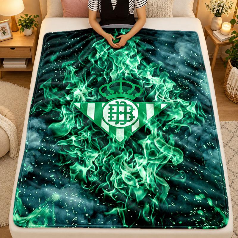 Flannel BlanketReal Betis Football Warm Soft Throw Blanket for Indoor Sofa Bed Living Room Use