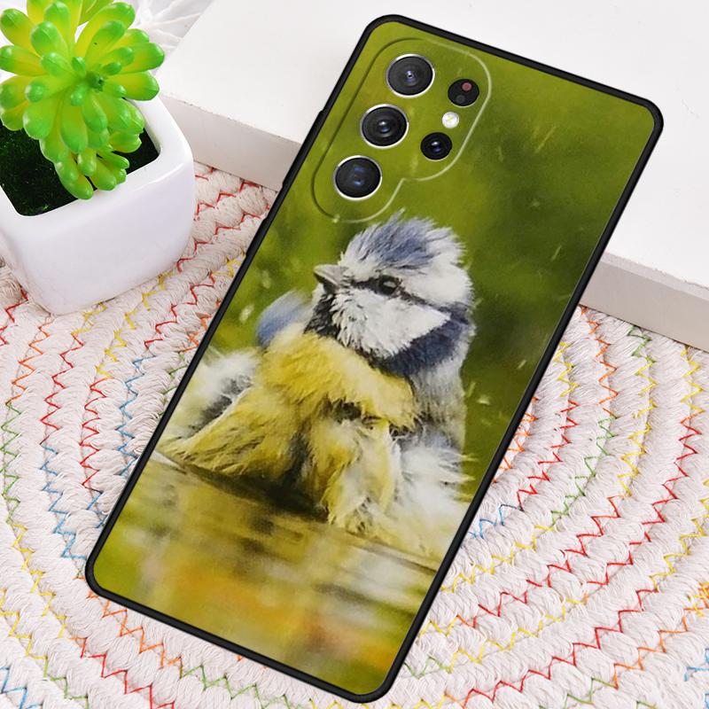 Garden Birds Blue Tit Silicone Phone Case For Samsung Galaxy Note 10 Pro S26 S25 S24 S23 S22 S21 Plus S25Ultra Capa Cover