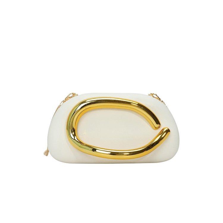 

Women PU Leather Metal Handle Handbag & Removable Strap Crossbody Shoulder Bag Hand-held Shoulder Clutch Bag for Wedding Party белый