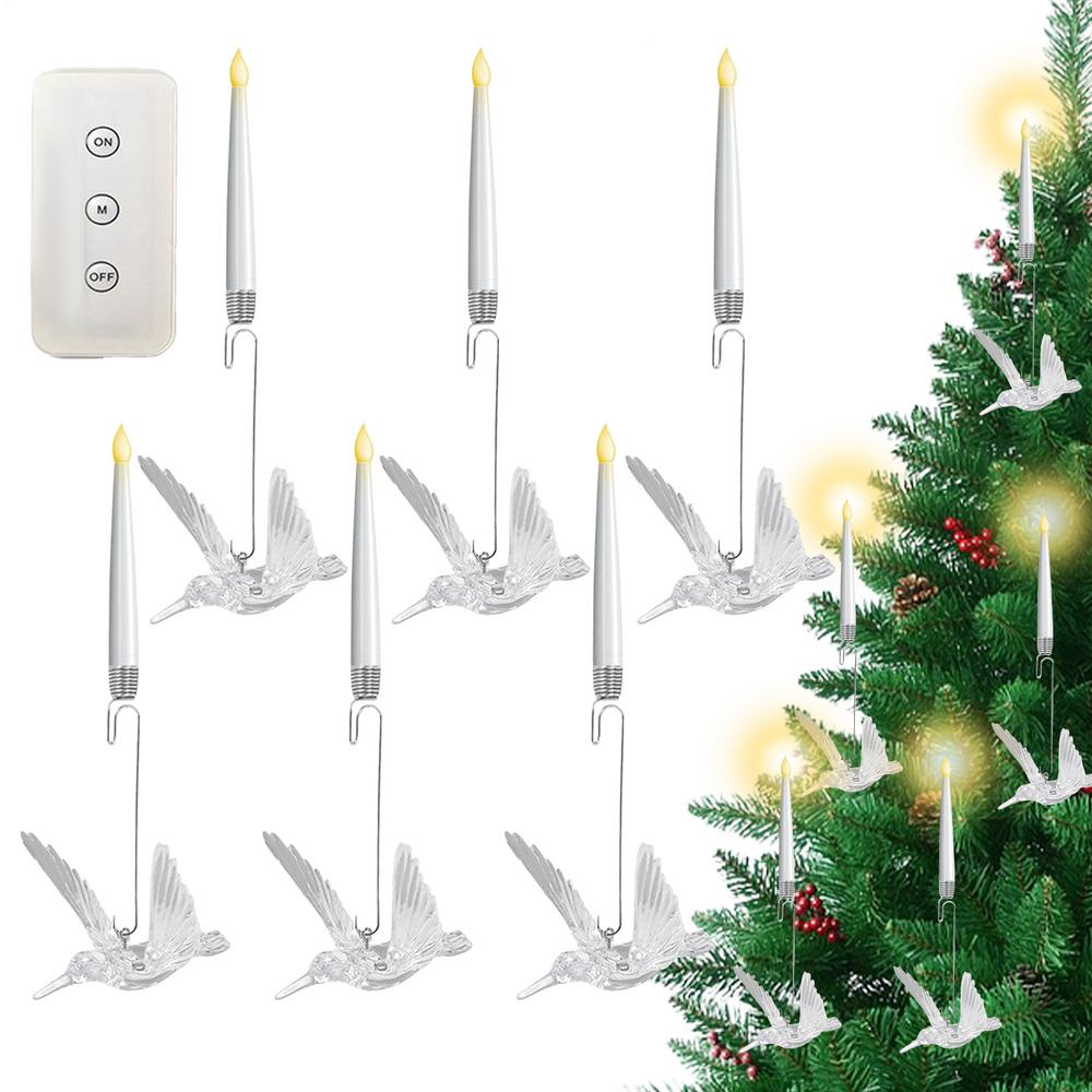 Candles For Christmas Tree Christmas Decor Icicle Birds Elk LED Candle Ornaments With Remote Timer For Tree Home Fireplace