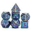 Cusdie Metal Glitter Dices DND 7Pcs Frame Solid D&D Dice D4-D20 Polyhedral Dice Set for Role Playing Game Pathfinder TRPG