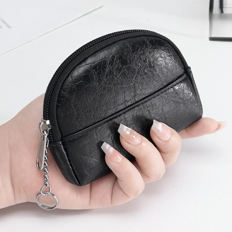 Yeni Gümüş Siyah Kadın Bozuk Para Cüzdanı Küçük Çanta Cüzdan Bozuk Para Keseleri Fermuarlı Para Çantaları Çocuk Mini Cüzdanlar Deri Anahtarlık