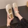 Fashion Soft Sole and Soft Face Metal Slip Strap Single Shoes Women's Fashion Round Toe Shallow Mouth Pleated Non-Slip Flats