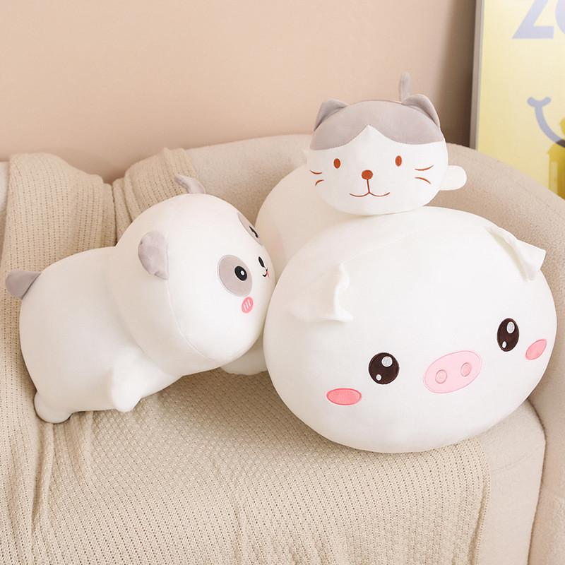 Adorable Dingding Series Plush Pillow Soft Cartoon Stuffed Toy For Girls Panda And Pig