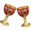 Amosfun 2.7 Inch Retro Goblets Metal Wine Cups Royal Chalices Medieval European Style Embossed Drinking Cups Party Favors 30ml Red