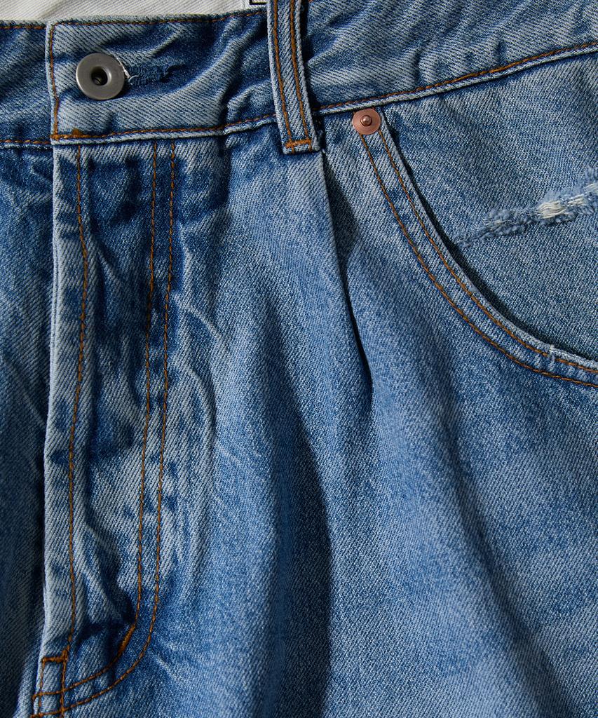 Holliseon Blueborn Damage Loose Denim Pants Light Blue