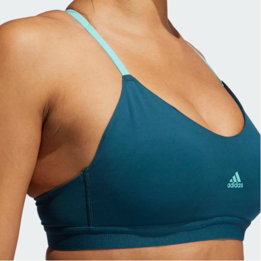 Adidas Ls Summer Bra Low Intensity Fitted Sports Tank Women Tops Teal GM2797