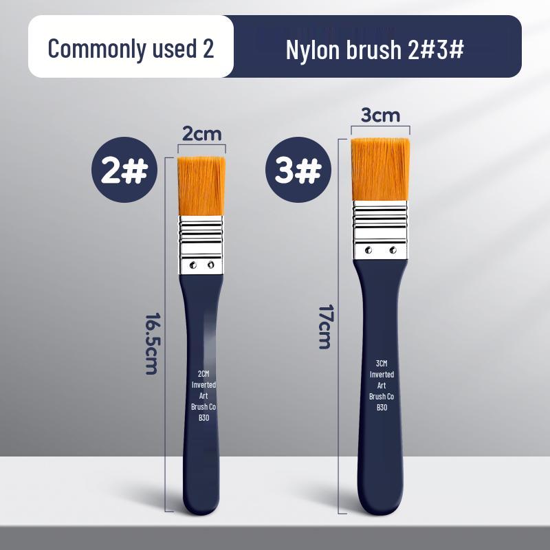 Flat Nylon Paintbrush for Oil, Acrylic, Gouache, Watercolor - Beginner Painting Tool