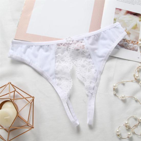 Sexy Lace Flower Open Crotch G-string Women's Low Waist Briefs Underwear Thong