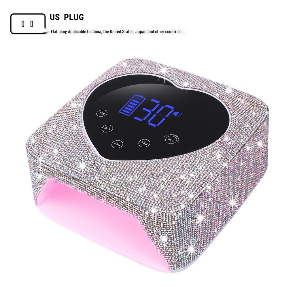 Rechargeable Wireless Nail Art UV/LED Lamp with Rhinestone Design