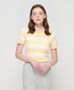 Road Road Striped Cable Knit Short Sleeve Slim Knit (Yellow)