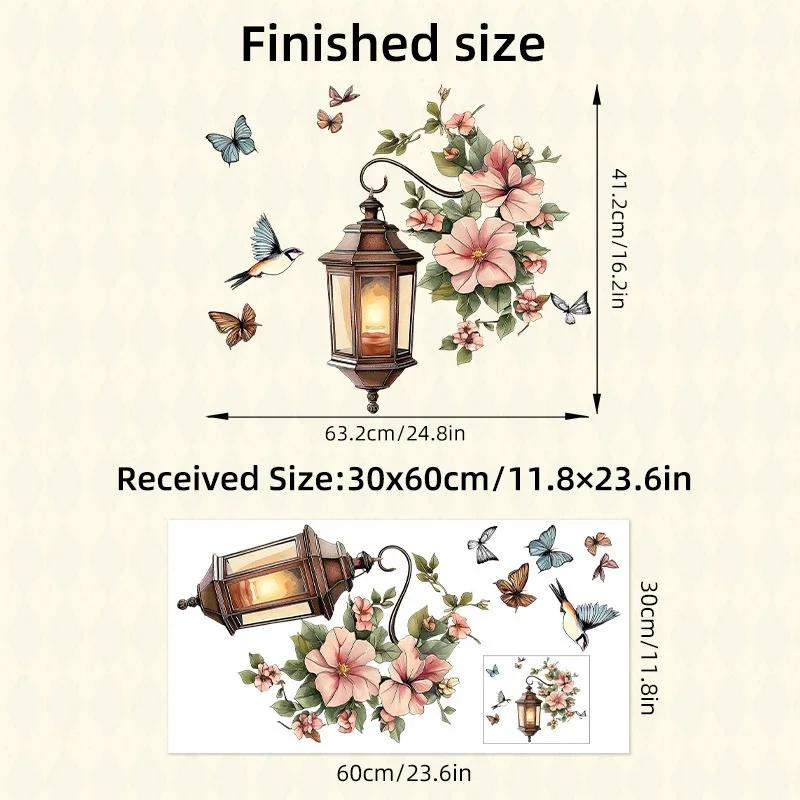 Pink Flower Pendant Light Wall Sticker Removable Wall Art Decor Waterproof Stereo Flower Home Decoration for Bedroom Living Room