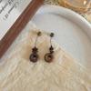 Original Design Natural Stone Real Coffee Bean Ceramic Handmade Earrings Collection Niche Design Coffee Stud Earrings