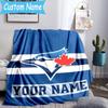 Custom Name Blue Jays Baseball Season Flannel Blanket, Use for Birthday/Holiday Gift, Soft Blanket for Sofa/Bed/Camping/Office, Home Decor