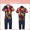 Authentic One Piece Cosplay Costume For Men Stylish Floral Shirt And Straw Hat Set