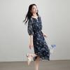 SOFSIL Elegantes bedrucktes Midi-Kleid mit V-Ausschnitt