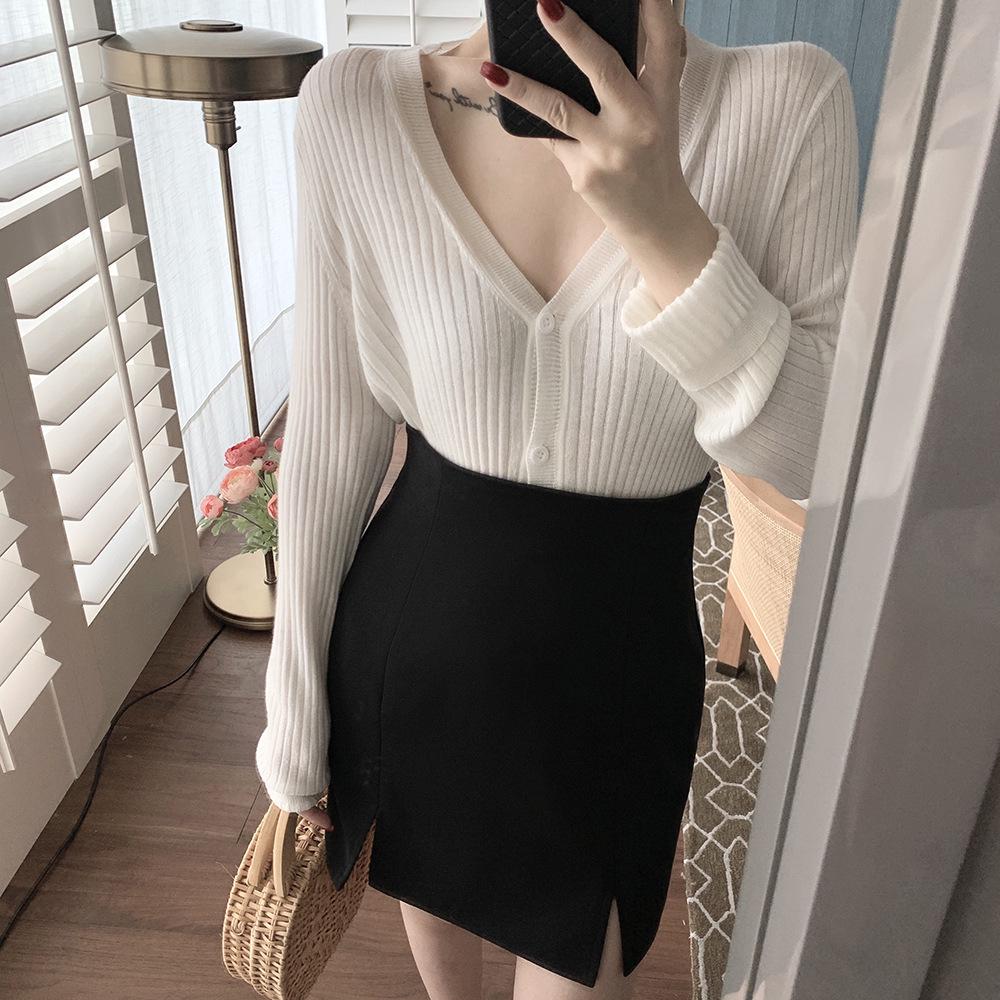 

Women s Summer High Waist Slit Skirt: Hip-Wrapping, Slimming A-Line Midi Medium чорний