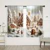 Christmas Curtains Holiday Snow Scene Gingerbread Man Printed Home Decorations Room Curtain Set Of 2 Made Polyester Washable