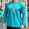 Autumn Men's Long sleeved T-shirt OX Head Men's Fitness T-shirt Polyester Elastic Sports T-shirt Breathable Graphic Gym T-shirt top