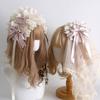 Cream Lolita Original Bow Lace Top Hat Flower Balls Hairpin Veil KC Pillow Ribbon Headband