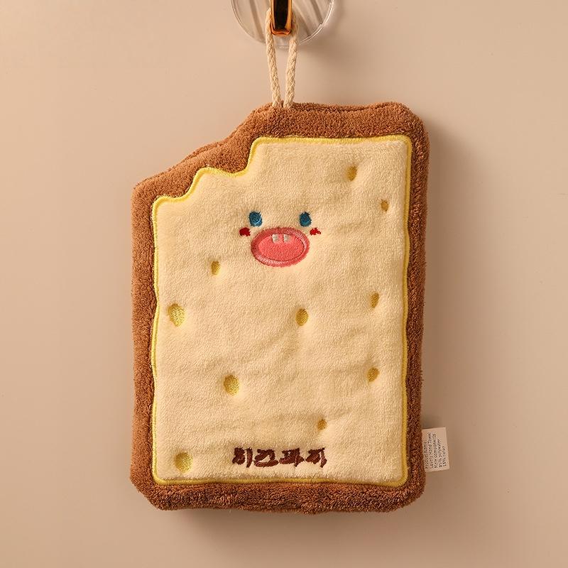 Cute Cartoon Hand Towel with Hanging Loop: Super Absorbent Thick Washcloth for Kitchen & Bathroom, Quick-Dry Decorative Towel