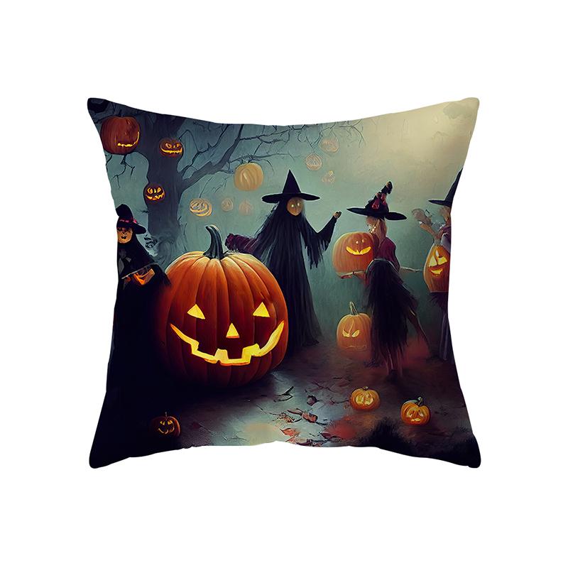 Horror Halloween Bat Pumpkin Print Pattern Cushion Cover Home Living Room Sofa Decoration Polyester Pillow Pillow Cover