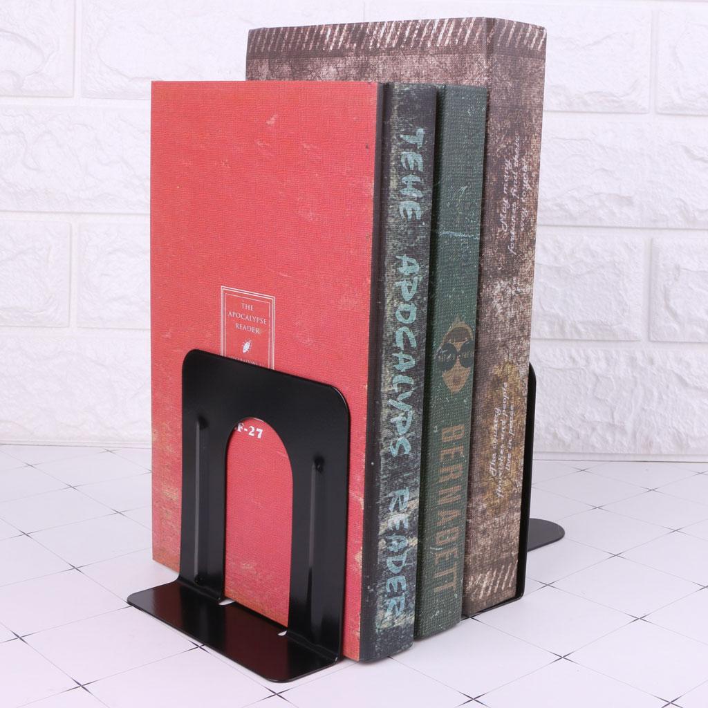 Set of 2Pcs Metal Bookends Stainless Steel Book Stopper Magazine Book Organizer Book Holder Home Office Desk Ornemants