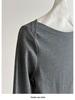 Lu Xi Retro High-Intellect Boat Neck Slim Fit Long Sleeve Top for Women - Autumn Edition