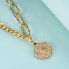 Elegant 7MM Round English Queen Coin Pendant Necklace with OT Buckle in Stainless Steel.