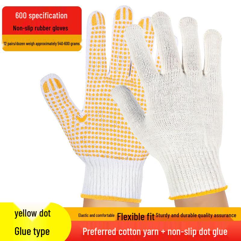 Work-Grade Non-Slip Cotton Gloves: Wear-Resistant & Thickened for Construction, Handling & Rock Climbing