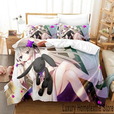 Ensemble de housse de couette confortable avec impression anime, comprenant une housse de couette et des taies d'oreiller, tailles King, Queen, Twin, pour garçons, filles et enfants