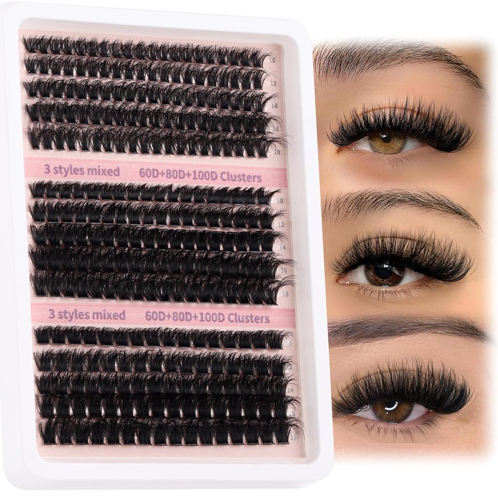 Diy False Eyelash Extension Set, Single Tuft Of Hair 270 Tufts Of Thick 60D + 80D + 100D Eyelashes