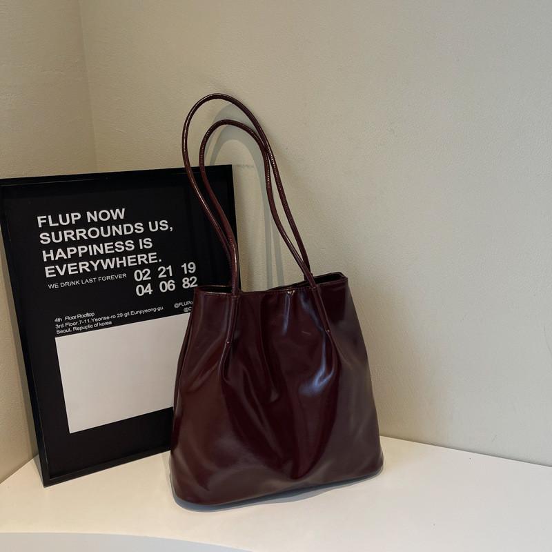 Fashionable Bucket Bag For Women With Soft Pu Material And Stylish Sewing Elements Available In Black Wine Red Red And Coffee For Fall
