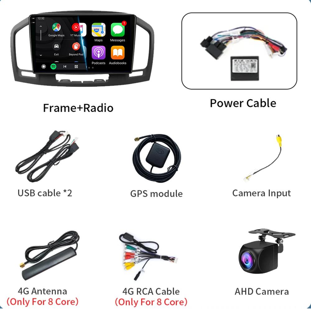 Car Radio Android 14 Carplay WIFI+4G For Buick Regal Opel Insignia 2009 2010 2011 2012 2013 Multimidia Player GPS Navi Stereo BT