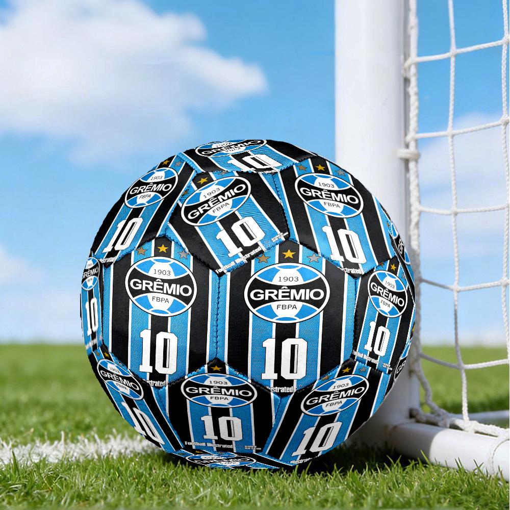 Gre-mio Football Badge Printed Size 5 Soccer Balls, High-Quality, Anti-Slip, Protective Football, A Unique Gift , Birthdays, Christmas Gifts