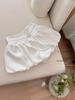 2025 Women's White Floral Elastic Mid-Waist A-line Skort - Casual Summer Half Skirt