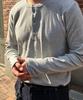 PRAIRIE Henley Neck Ribbed Long Sleeve (Melange Gray)